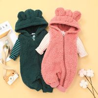 Cute Baby Hooded Jumpsuit Striped Long-sleeved T-shirt Suit main image 1