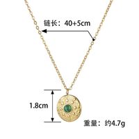 Popular Round Inlaid Malachite Necklace Palace Retro Collarbone Chain main image 3