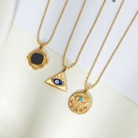 French Retro Fashion Dripping Oil Titanium Steel Compass Necklace Clavicle Chain main image 4