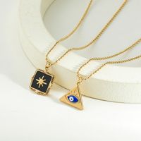 French Retro Fashion Dripping Oil Titanium Steel Compass Necklace Clavicle Chain main image 5