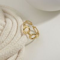 Retro Hollow Chain Geometric Open Finger Stainless Steel Ring main image 4