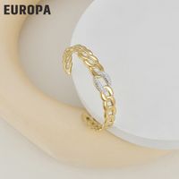 Bracelet Ouvert À Chaîne Épaisse En Acier Titane Or 14 Carats Et Diamants De Boue En Plastique De Mode main image 1