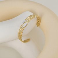 Fashion Plastic Mud Diamond-studded 14k Gold Titanium Steel Thick Chain Open Bracelet main image 5
