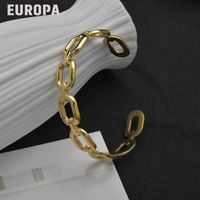 Bracelet Ouvert Européen Et Américain Boucle De Chaîne Carrée Bracelet En Acier Au Titane main image 3