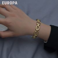 Bracelet Ouvert Européen Et Américain Boucle De Chaîne Carrée Bracelet En Acier Au Titane main image 4