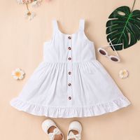 Children's Clothing 2022 Summer Baby Suspender Skirt Casual White Girls Dress main image 1