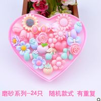 Korean Children's 24 Heart Box Cartoon Ring Transparent Resin Ring Wholesale sku image 1