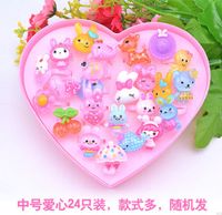 Korean Children's 24 Heart Box Cartoon Ring Transparent Resin Ring Wholesale sku image 2