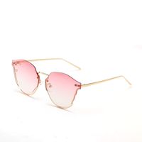 Simple Metal Half Frame Cat's Eye Rivets Frameless Women's Sunglasses sku image 3