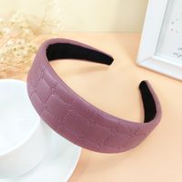 New Retro Solid Color Leather Headband Fashion Sponge Headband sku image 2