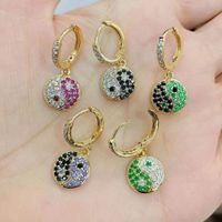 Fashion Tai Chi Copper Earrings Female Retro Full Diamond Zircon Earrings sku image 1