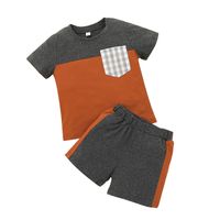 Casual Boys Short-sleeved T-shirt Shorts Two-piece Sports Suit sku image 1