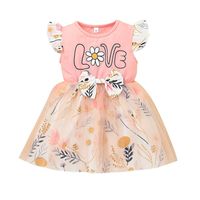 Fashion Children's Girl Flower Dress Alphabet Print Summer Skirt sku image 4