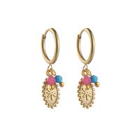 Lady Geometric Plating 304 Stainless Steel Natural Stone 18K Gold Plated Earrings sku image 1