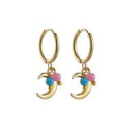 Lady Geometric Plating 304 Stainless Steel Natural Stone 18K Gold Plated Earrings sku image 3