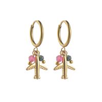 Lady Geometric Plating 304 Stainless Steel Natural Stone 18K Gold Plated Earrings sku image 4