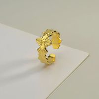 Simple Open Fashion Stainless Steel Adjustable Four-leaf Flower Ring sku image 1