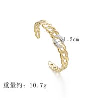 Fashion Plastic Mud Diamond-studded 14k Gold Titanium Steel Thick Chain Open Bracelet sku image 1