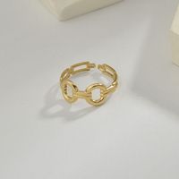 Retro Hollow Chain Geometric Open Finger Stainless Steel Ring sku image 1