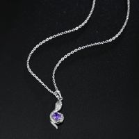 New Fashion Purple Rhinestone Pendant Snake Necklace main image 3