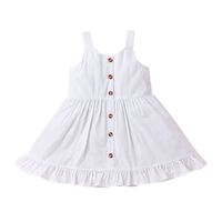 Children's Clothing 2022 Summer Baby Suspender Skirt Casual White Girls Dress sku image 1