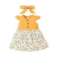 Summer Girls' Flying Sleeve Dress Children's Floral Skirt Wholesale sku image 1