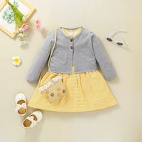 Fashion Children's Skirt Two-piece Short-sleeved Dress Long-sleeved Coat Suit sku image 1