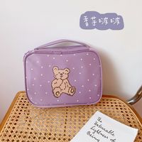 Korean Cartoon Bear Print Canvas Bag Large-capacity Cosmetic Bag sku image 1