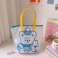 Fashion Cute Bear Jelly Bag Transparent Female Travel Portable Practical Large-capacity Bag sku image 3