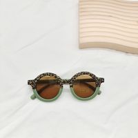 New Children's Sunglasses Fashion Round Frame Leopard Print Color Matching Sunglasses sku image 7