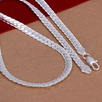 Silver Plated Jewelry Set 5mm Necklace Bracelet Two-piece Set main image 3