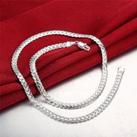 Silver Plated Jewelry Set 5mm Necklace Bracelet Two-piece Set main image 6