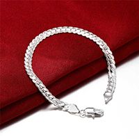 Silver Plated Jewelry Set 5mm Necklace Bracelet Two-piece Set main image 7