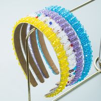 Fashion Solid Color Inlaid Crystal Headband Set 4 Pcs Group main image 1