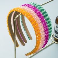 Fashion Solid Color New Thin Edge Crystal Headbands 4 Combination main image 1