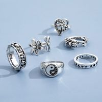 Personality Retro Butterfly Elf Star Moon Flower Taichi Ring Six-piece Set main image 3