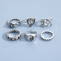 Personality Retro Butterfly Elf Star Moon Flower Taichi Ring Six-piece Set main image 4