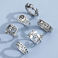 Personality Retro Butterfly Elf Star Moon Flower Taichi Ring Six-piece Set main image 5