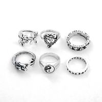 Personality Retro Butterfly Elf Star Moon Flower Taichi Ring Six-piece Set main image 6