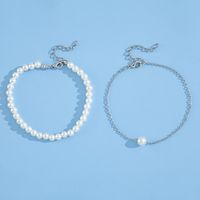 European And American Fashion Simple Double Layered Pearl Anklet Two-piece Set main image 3