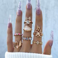 Fashion Personality Moon Diamond Love Drip Oil Ring Seven-piece Set main image 1