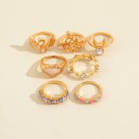 Fashion Personality Moon Diamond Love Drip Oil Ring Seven-piece Set main image 3