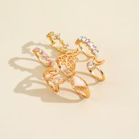Fashion Personality Moon Diamond Love Drip Oil Ring Seven-piece Set main image 4