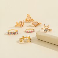 Fashion Personality Moon Diamond Love Drip Oil Ring Seven-piece Set main image 5