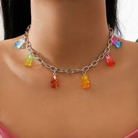Cute Color Bear Tassel Pendant Retro Necklace Collarbone Chain main image 1