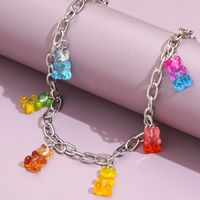 Cute Color Bear Tassel Pendant Retro Necklace Collarbone Chain main image 3
