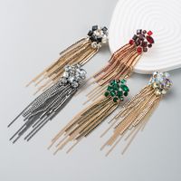 Personality Long Metal Claw Chain Tassel Trend Diamond Earrings main image 1