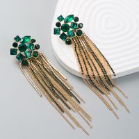 Personality Long Metal Claw Chain Tassel Trend Diamond Earrings main image 4