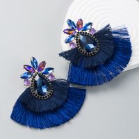 Fashion Bohemian Alloy Inlaid Color Rhinestone Double-layer Tassel Earrings main image 3