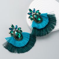 Fashion Bohemian Alloy Inlaid Color Rhinestone Double-layer Tassel Earrings main image 4
